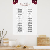 Burgundy en Gold Floral Wedding Seating Chart Poster (Keuken)