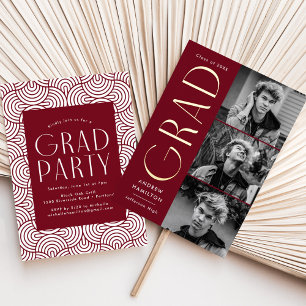 Burgundy en Gold Foil 3 Fotogradustrie Folie Uitnodiging