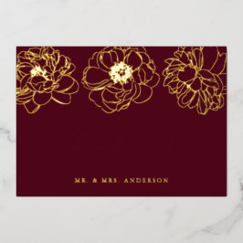 Burgundy en Gold Foil Floral Hartelijk dank Folie Uitnodiging