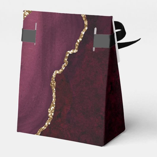 Burgundy en Gold Geode Agate Precious Stone Favor Bedankdoosjes (Achterkant)