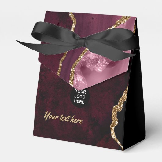 Burgundy en Gold Geode Agate Precious Stone Favor Bedankdoosjes (Voorkant Zijde)