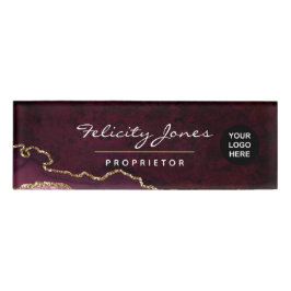 Burgundy en Gold Geode Agate Precious Stone Name Naambadge