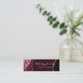 Burgundy en Gold Geode Agate Stone Mini Visitekaartje (Staand voorkant)