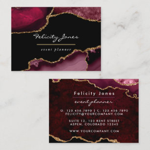 Burgundy en Gold Geode Agate Stone Visitekaartje