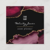 Burgundy en Gold Geode Agate Stone Visitekaartje (Voorkant)