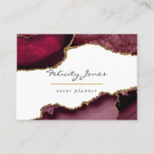Burgundy en Gold Geode Agate Stone Visitekaartje (Voorkant)