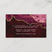 Burgundy en Gold Geode Agate Stone Visitekaartje (Achterkant)