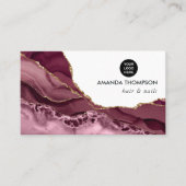 Burgundy en Gold Geode Agate Stone Visitekaartje (Voorkant)