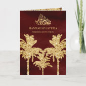 Burgundy en Gold Glitter Date Palm Muslim Weduwen (Voorkant)