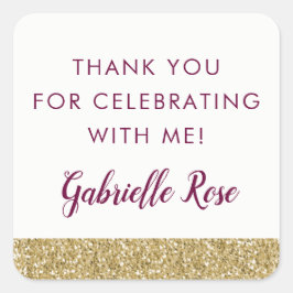 Burgundy en Gold Glitter Favor Sticker Label