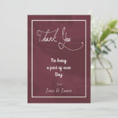 Burgundy en Gold Glitter Pocket bedankt voor je ka (Staand voorkant)