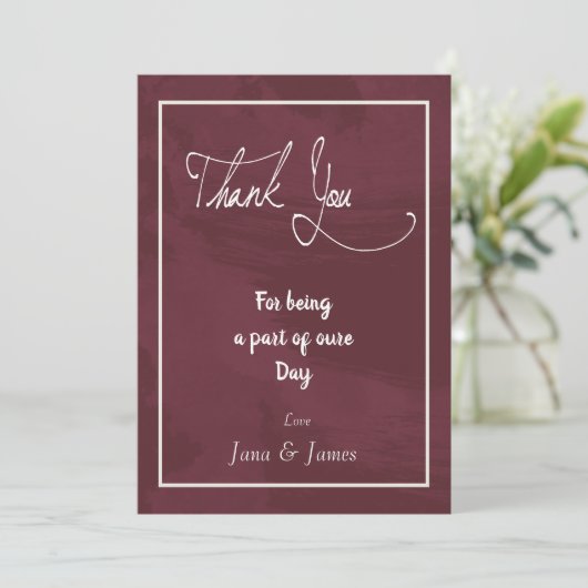 Burgundy en Gold Glitter Pocket bedankt voor je ka (Staand voorkant)