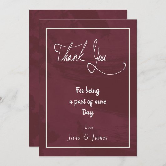 Burgundy en Gold Glitter Pocket bedankt voor je ka (Voorkant / Achterkant)