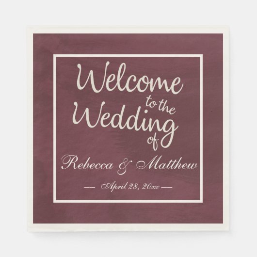 Burgundy en Gold Glitter Pocket Servet (Voorkant)