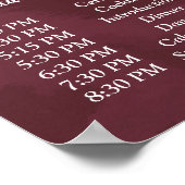 Burgundy en Gold GlitterWedding Order of Events P Poster (Hoek)