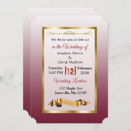 Burgundy en Gold Gradient Wedding Invitations Kaart