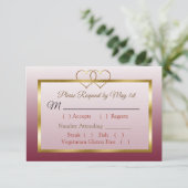 Burgundy- en Gold Gradient Wedding RSVP-kaart RSVP Kaartje (Staand voorkant)