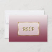 Burgundy- en Gold Gradient Wedding RSVP-kaart RSVP Kaartje (Achterkant)