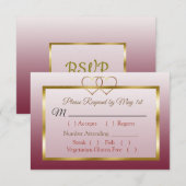 Burgundy- en Gold Gradient Wedding RSVP-kaart RSVP Kaartje (Voorkant / Achterkant)