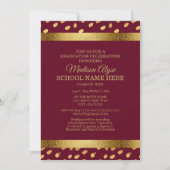 Burgundy en Gold Graduation Party Invitation Kaart (Voorkant)