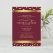 Burgundy en Gold Graduation Party Invitation Kaart (Staand voorkant)