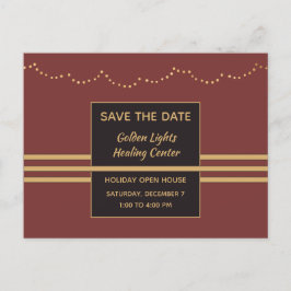 Burgundy en Gold Holiday Event Save the Date Aankondigingskaart