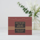 Burgundy en Gold Holiday Event Save the Date Aankondigingskaart (Staand voorkant)