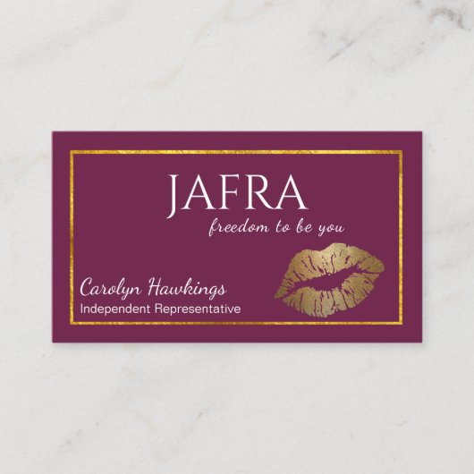 Burgundy en Gold Independent Rep Jafra Visitekaartje (Voorkant)