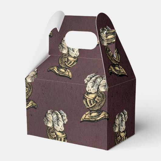 Burgundy en Gold Knight Pattern Bedankdoosjes (Voorkant Zijde)