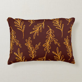 Burgundy en Gold Leaf Sprig Lumbar Accent Pillow Accent Kussen
