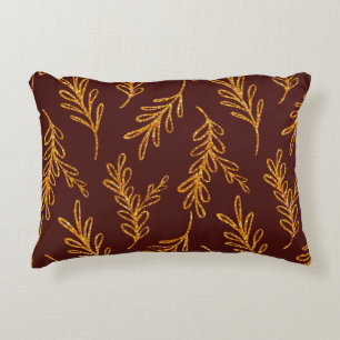 Burgundy en Gold Leaf Sprig Lumbar Accent Pillow Accent Kussen