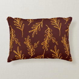 Burgundy en Gold Leaf Sprig Lumbar Accent Pillow Kussen