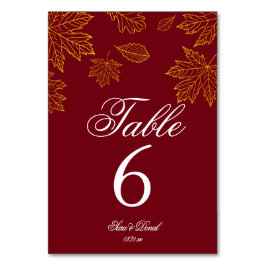 Burgundy en Gold Leaves Fall Wedding Kaart