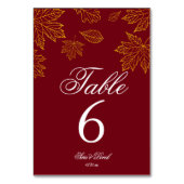 Burgundy en Gold Leaves Fall Wedding Kaart (Voorkant)