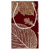 Burgundy en Gold Leaves Fall Wedding Klein Cadeauzakje (Achterkant)