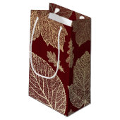 Burgundy en Gold Leaves Fall Wedding Klein Cadeauzakje (Achterkant Gekanteld)