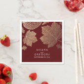 Burgundy en Gold Leaves Fall Wedding Servetten (Insitu)