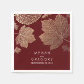 Burgundy en Gold Leaves Fall Wedding Servetten (Voorkant)