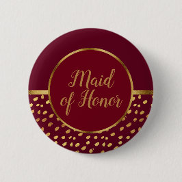 Burgundy en Gold Maid van Honor Wedding Ronde Button 5,7 Cm