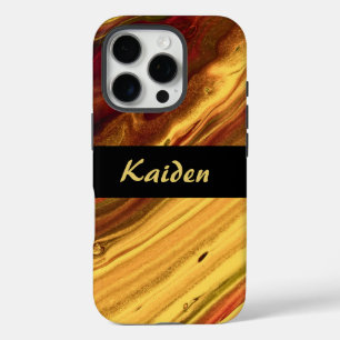 Burgundy en Gold Marble iPhone 16 Pro Hoesje