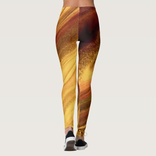 Burgundy en Gold Marble Leggings (Achterkant)