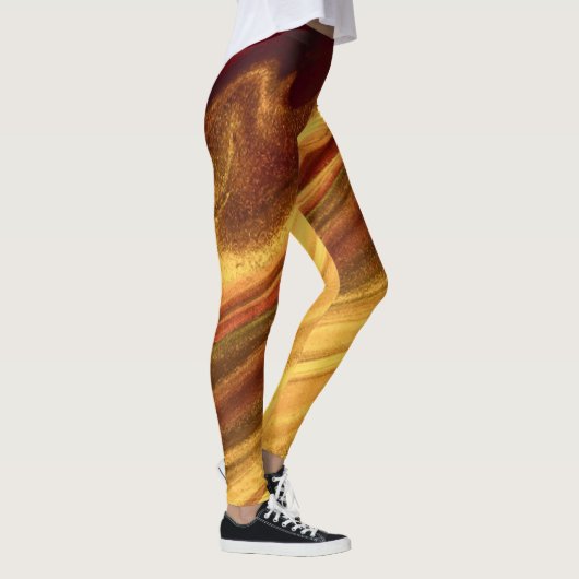Burgundy en Gold Marble Leggings (Rechts)