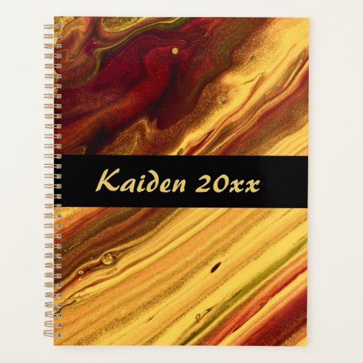 Burgundy en Gold Marble Planner (Voorkant)