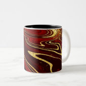 Burgundy en Gold Marble Tweekleurige Koffiemok (Voorkant rechts)