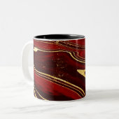Burgundy en Gold Marble Tweekleurige Koffiemok (Voorkant links)