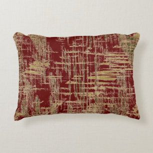 Burgundy en Gold Modern Art Accent Kussen