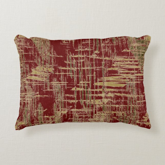 Burgundy en Gold Modern Art Accent Kussen (Voorkant)