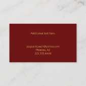 Burgundy en Gold Pageant Coach Visitekaartje (Achterkant)