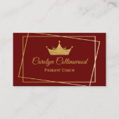 Burgundy en Gold Pageant Coach Visitekaartje (Voorkant)