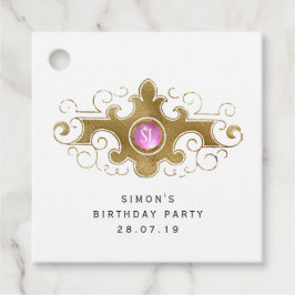 Burgundy en Gold Paris Gemstone Monogram Bedankjes Labels